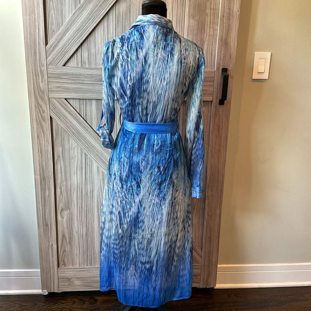 Gorgeous flowy vivid blue Tahari midi dress with pockets - Like new XS - Picture 9 of 15